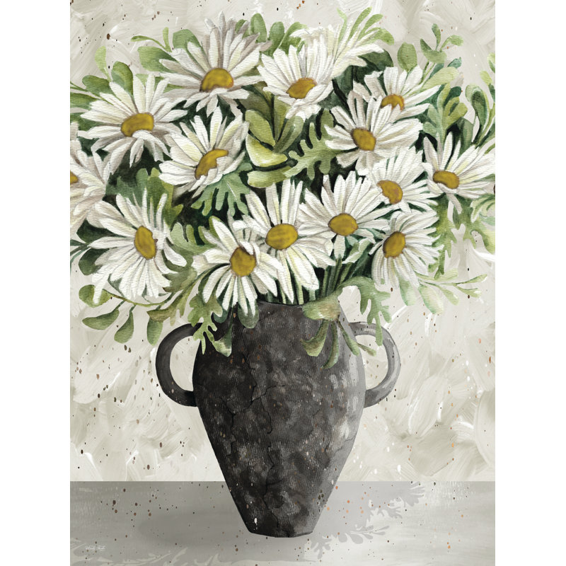Pop of Daisies par Cindy Jacobs, Pas de tapis, Toile noire avec cadre flottant, H 40 po x l 30 po