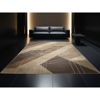 Tapis gris lavable à la machine à motif géométrique d'inspiration mondiale Bemott