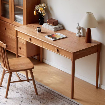 Bureau rectangulaire en bois massif avec 2 tiroirs Burlywood