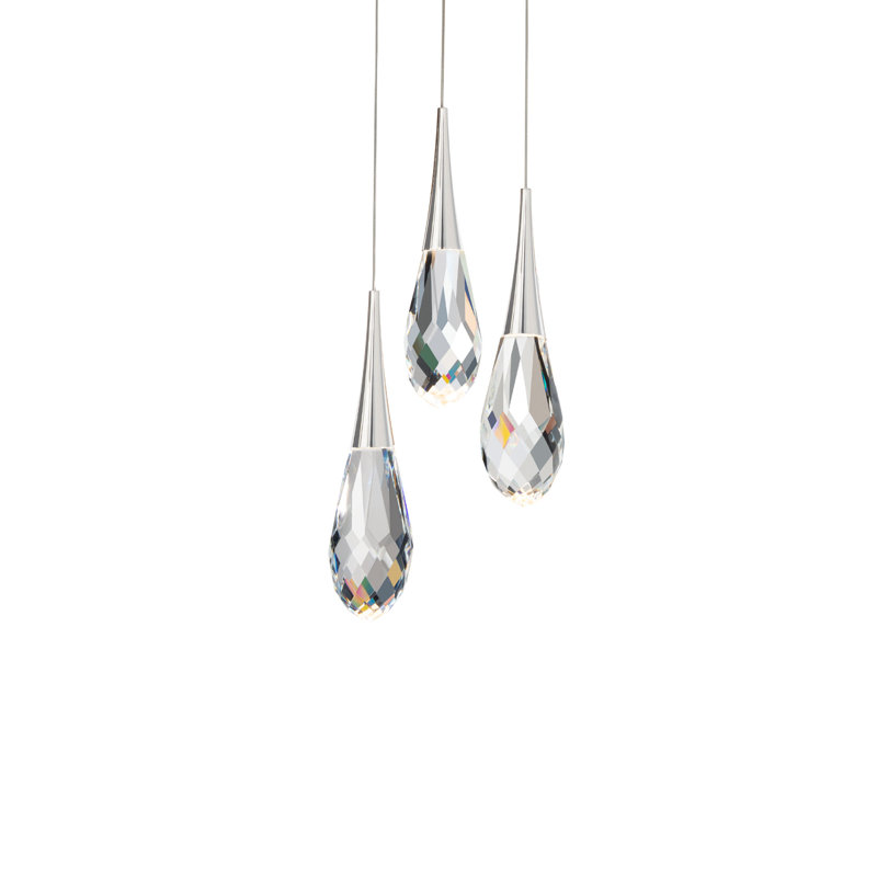 Hibiscus 3 Light LED Multi-Light Pendant, Polished Nickel