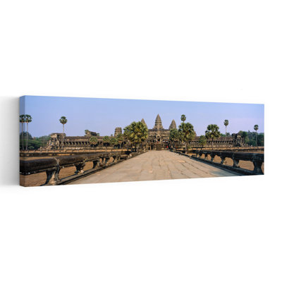 Path Leading Towards An Old Temple, Angkor Wat, Siem Reap, Cambodia Abstract Contemporary Palm Tree Architecture Landscape Wall Art