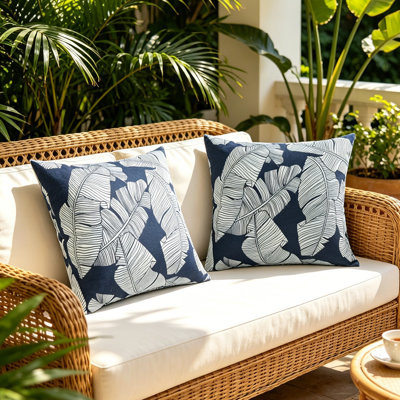 Ensemble de 2 coussins décoratifs pour l'extérieur et l'intérieur, avec housse et insert, coussin décoratif carré pour meubles de patio, 18 po x 18 po