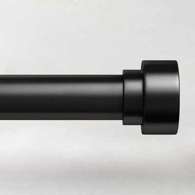 Curtain Rods For Windows 66 To 120, 1 Inch Adjustable Black Curtain Rod, Heavy Duty Long Window Drapery Rods With End Caps, Size 32"-120"
