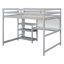 Lit mezzanine en bois pleine grandeur avec tablettes, bureau, tableau d'écriture - Gris maximisant l'espace-135198048-135198050