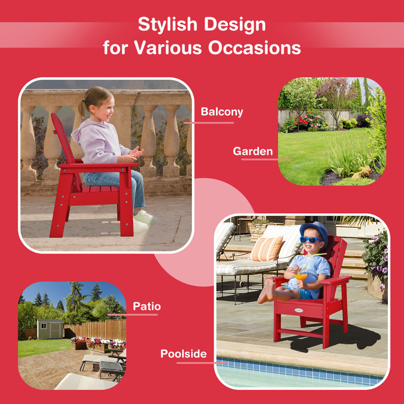 Red Ergonomic Kids' Adirondack Chair with Arms
