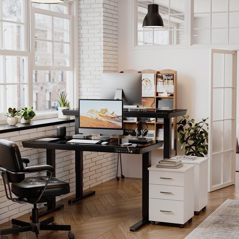 Bureau debout en verre Diante, Noir
