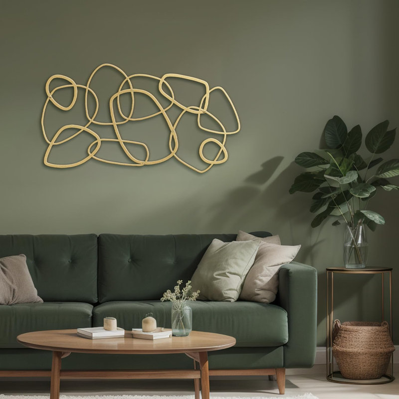 Décoration murale en métal, H 18 po x l 36 po x P 0,05 po, Or