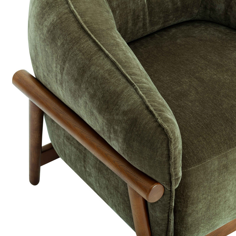 Fauteuil d'appoint en chenille recyclé Piedmont Olive, Vert