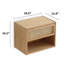 Structure de lit plateforme moderne en bois avec tête de lit rembourrée et 2 tables de chevet flottantes murales, pleine grandeur-1018204802