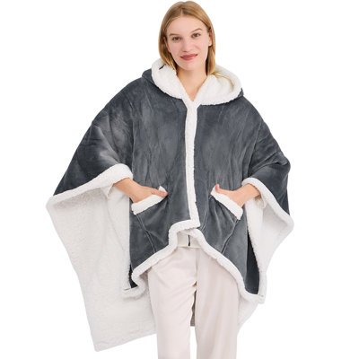 Jeté portable chauffant, châle poncho chauffant avec poches