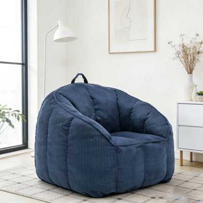 Grand fauteuil à billes en velours côtelé avec accoudoirs Comfy