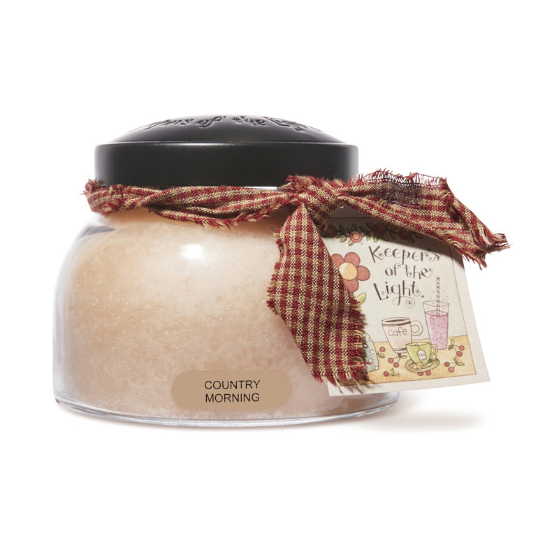 Country Morning Cream Scented Glass Jar Candle with Black Lid