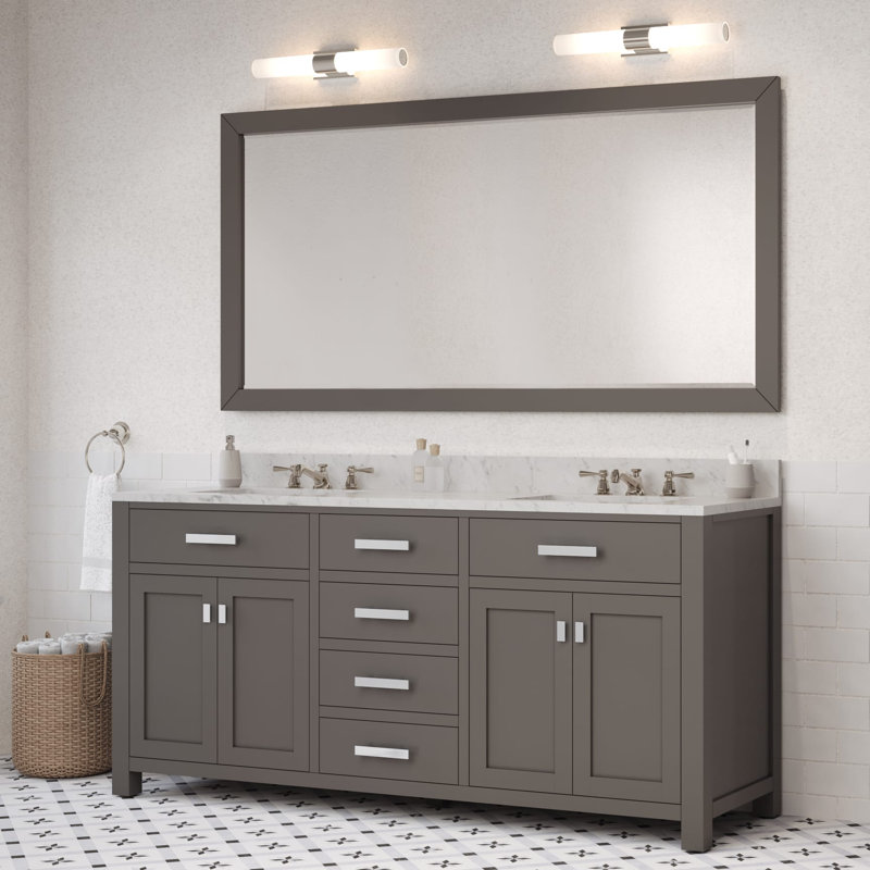 Ensemble de meuble-lavabo double 72 po Minnetrista, Gris, Chrome