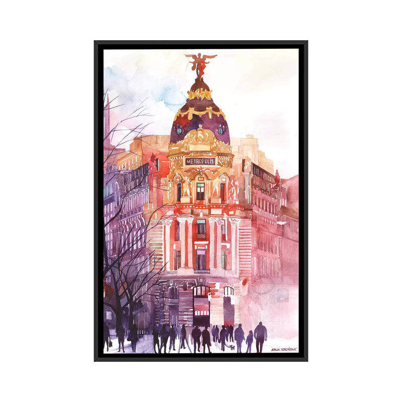 " Madrid " by Maja Wronska, Black Framed Canvas, No Mat, 48" H x 32" W x 1.5" D