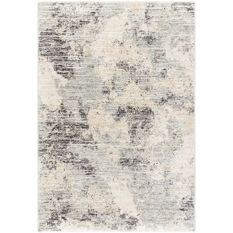 Machine Woven Polypropylene Area Rug in Gray, Rectangle 9' x 12'7"
