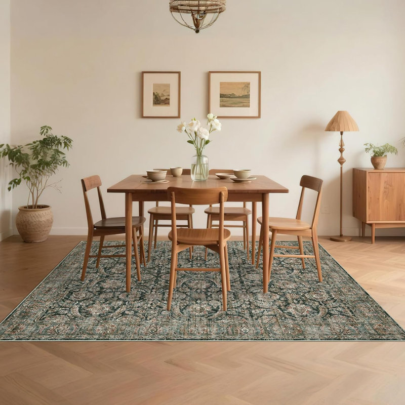Washable Runner Rug – Vintage Distressed Design, Non-Slip, Soft Bath Mat for Kitchen, Entryway, Laundry, Rectangle 10' x 13'