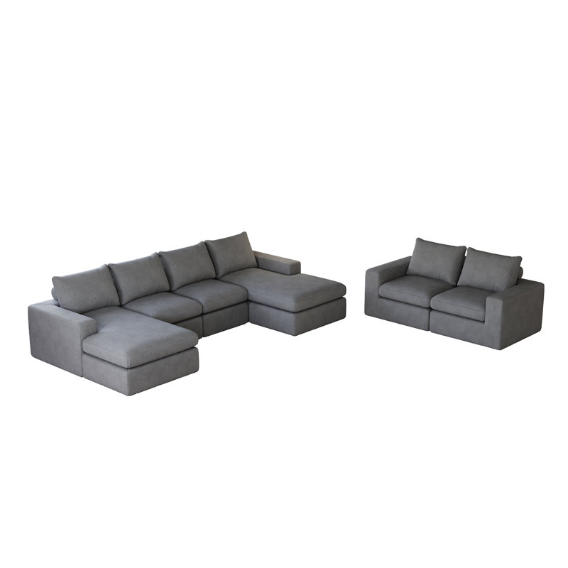 Canapé modulaire en velours Corduroy Cloud, Gray