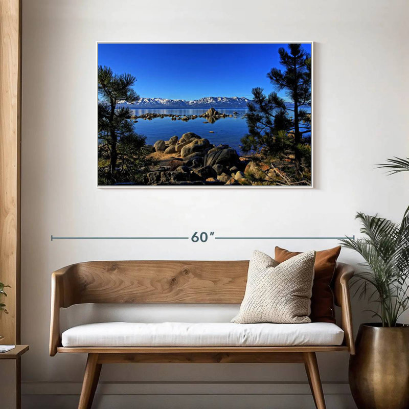 Lac Tahoe depuis l'anse Zephyr, Cadre flottant blanc, 43 po x 29 po