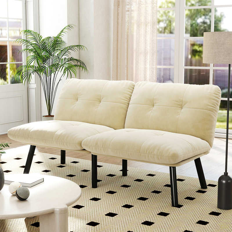 Canapé-lit convertible pliant moderne, H 30,71 po x l 62,99 po x P 31,88 po, Crème