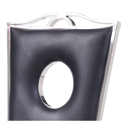 Chaise d'appoint en cuir synthétique noir et acier inoxydable (ensemble de 2)