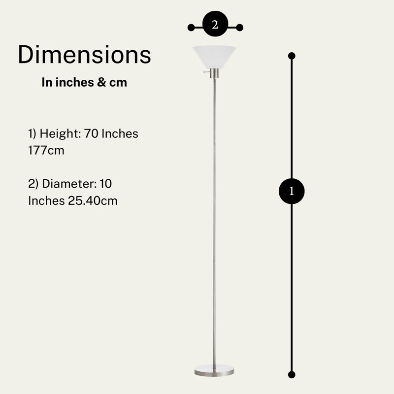 Myran 73 " Torchiere Floor Lamp, Brushed Nickel