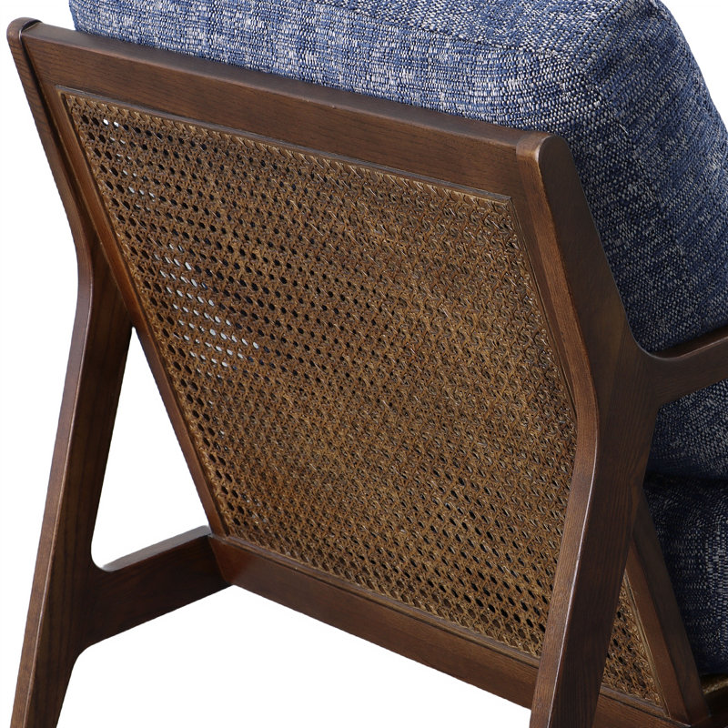 Fauteuil large 30 po Ladarius, Tissu bleu marine royal, Noir