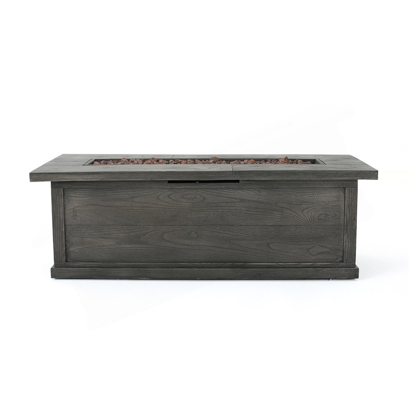 56" Outdoor 50,000 BTU Rectangular Mgo Concrete Propane Fire Pit (Tank Cover Not Included), Gray
