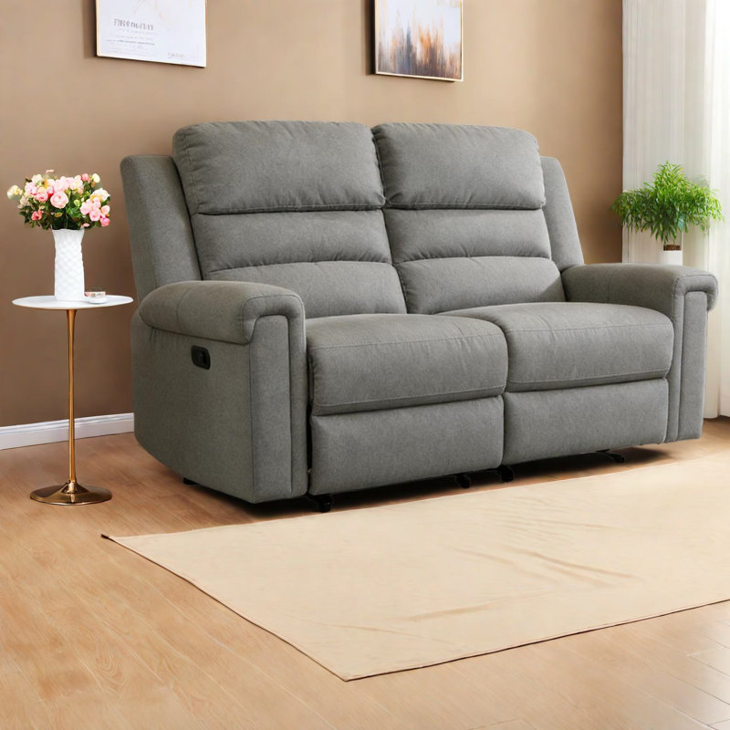 Fauteuils inclinables confortables en tissu gris, canapé moderne avec structure en acier pour la maison