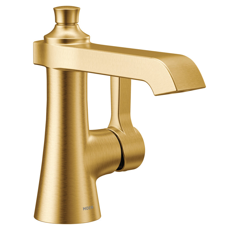Flara Single Hole Bathroom Faucet with Drain Assembly, Brushed Gold