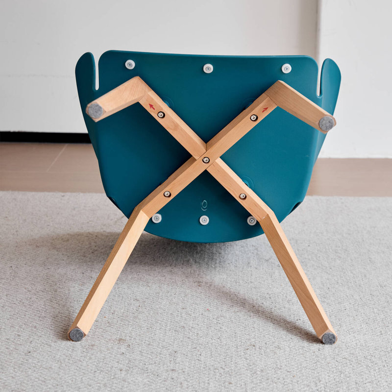 77cm H Cotton Blend Upholstered Armchair, Blue