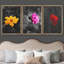Touche de couleur fleurs sur fond noir et blanc, décoration murale moderne-102298371-102298374