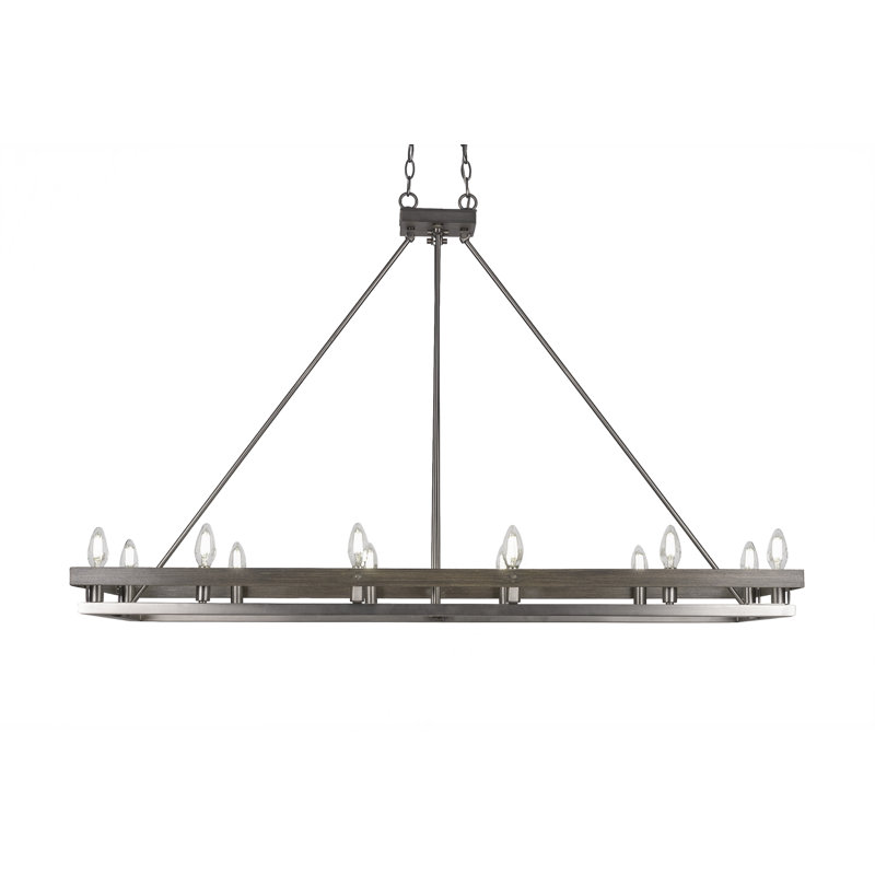 Luminaire pour îlot 12 lumières Belmont, Noir mat / bois peint