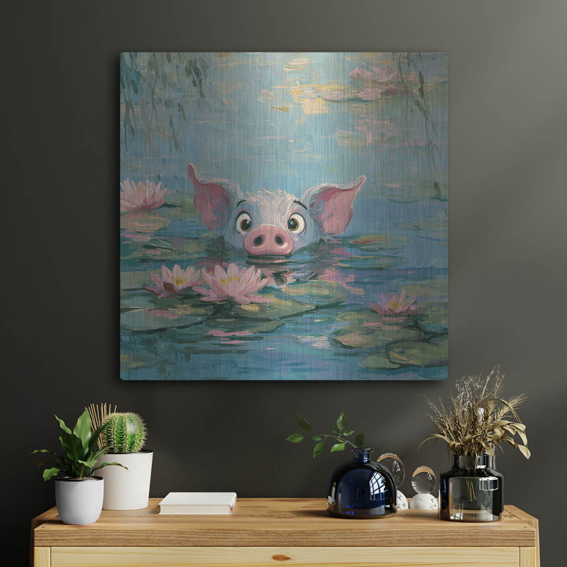  «Pig Fish» par Rich Monet, art mural en métal, 24 po x 24 po, H 24 po x l 24 po