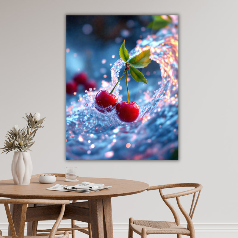Cherry Fruit Tempered Glass Wall Art