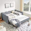 Lit de jour confortable en vichy double avec lit gigogne simple-129880955
