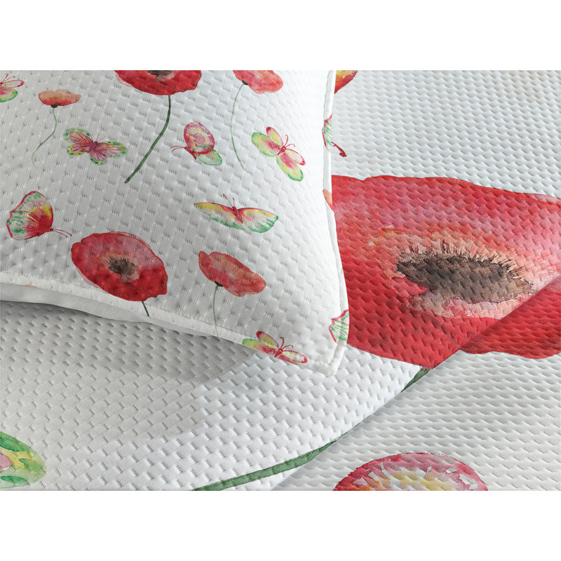 Poppy Farmhouse / Country Polyester Floral Coverlet