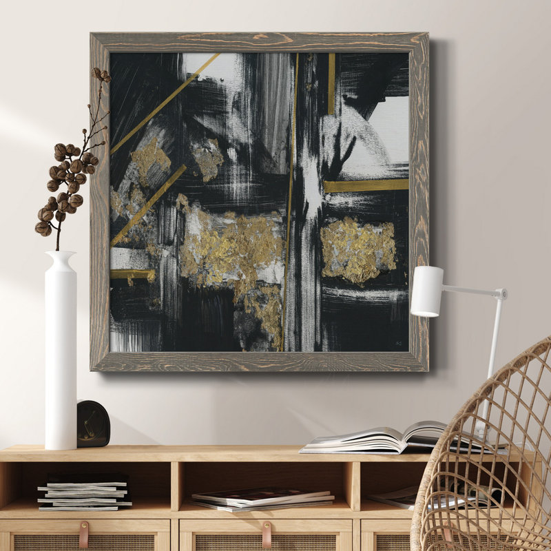 Encre sur papier - Reproduction d'art sur toile encadrée, H 17 po x l 17 po x P 1,5 po, Toile avec cadre gris patiné