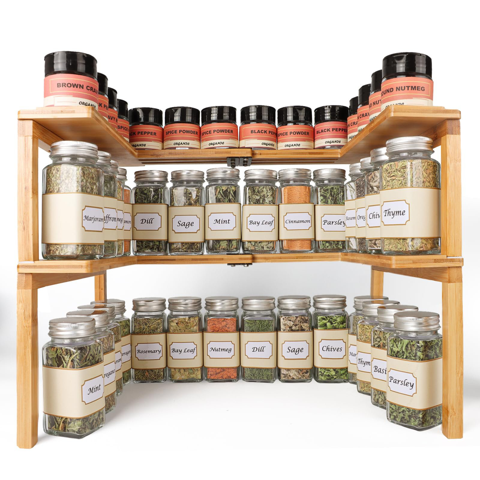 Prep & Savour Free-Standing Bamboo Spice Rack