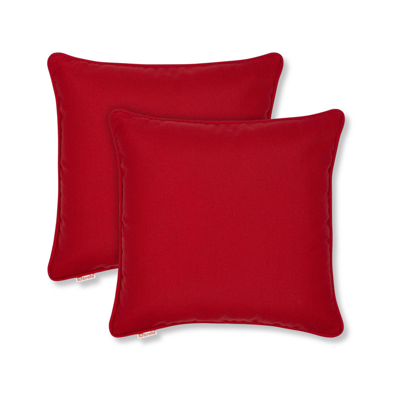 Housse de coussin Sunbrella, Carré 17 po, Housse de coussin seulement - sans coussin, Rouge cerise