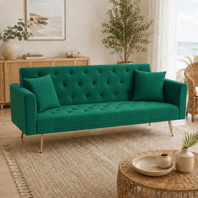 Thomias 71.01'' Velvet Convertible Sofa