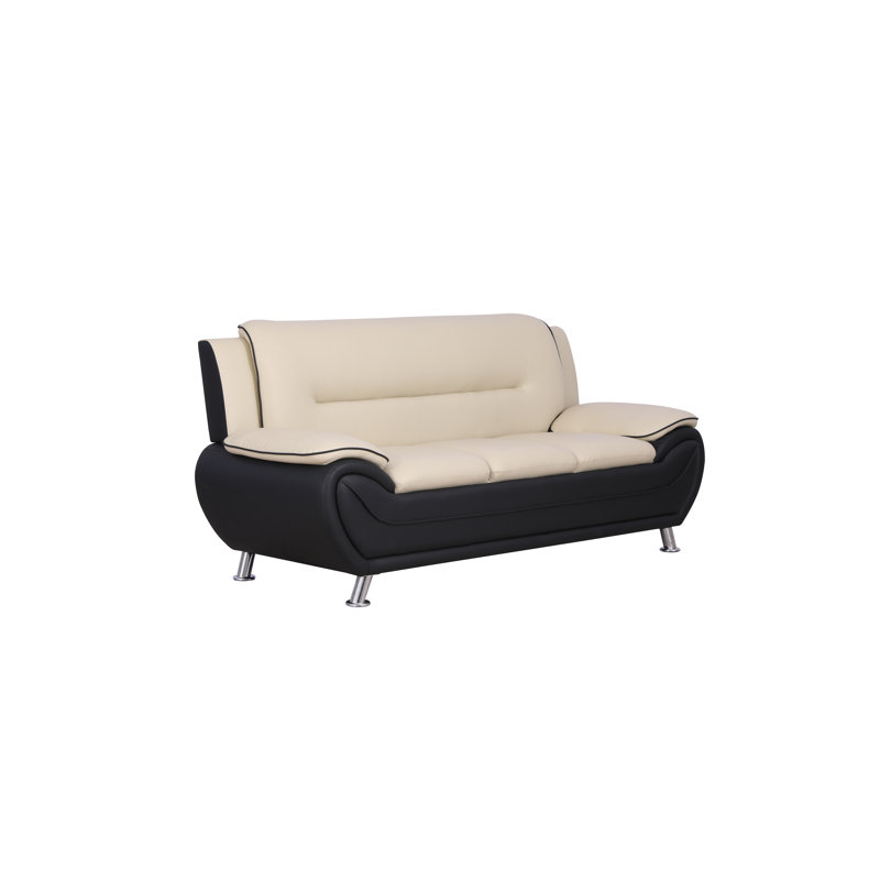 Canapé en similicuir Bernartice, Beige/Black Faux Leather