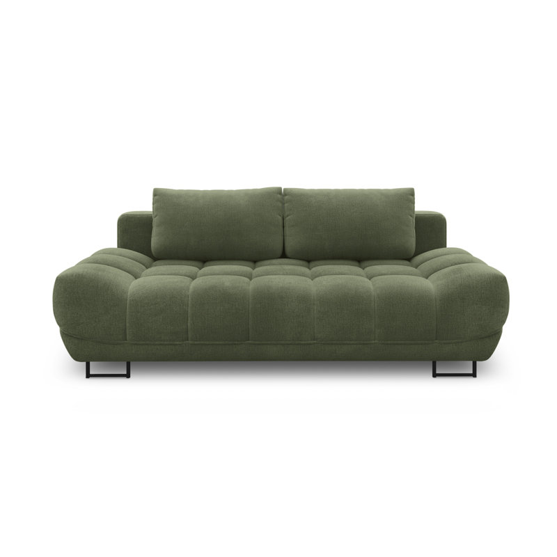 Nicolus 3 Seater Velvet Sofa Bed, Green