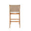Ensemble de 2 tabourets de bar d'extérieur en bois d'acacia, finition teck avec coussins crème