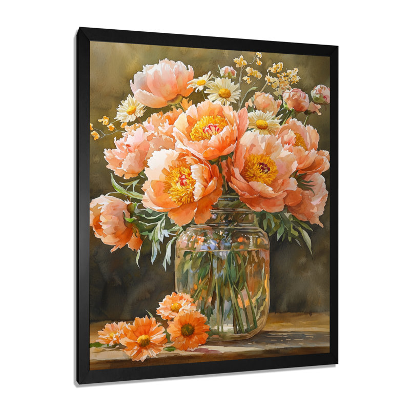 Ivesdale - salon d'art mural floral, H 40 po x l 30 po, Reproduction encadrée d'une seule photo, Noir, noir, noir, noir