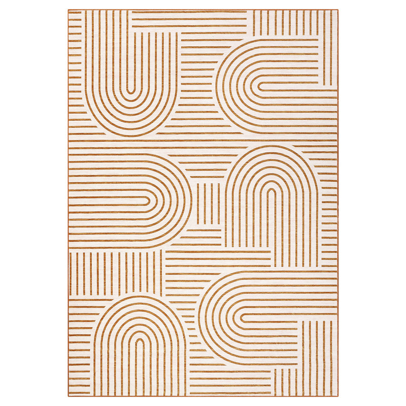 Modern Rainbow Striped Machine Washable Rug Stain Resistant Easy Cleaning Indoor Carpet With Non-Slip Backing Low Pile Floor Cover Non Shedding Folding Rug