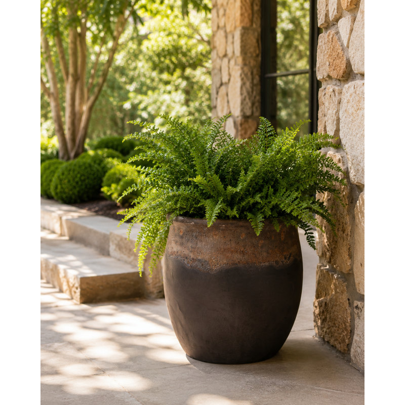 Pot de fleurs Tarsus Jar de 48 cm (19 po) - Noir volcanique/charbon, 18" H x 19" W X 19" D, black/Brown