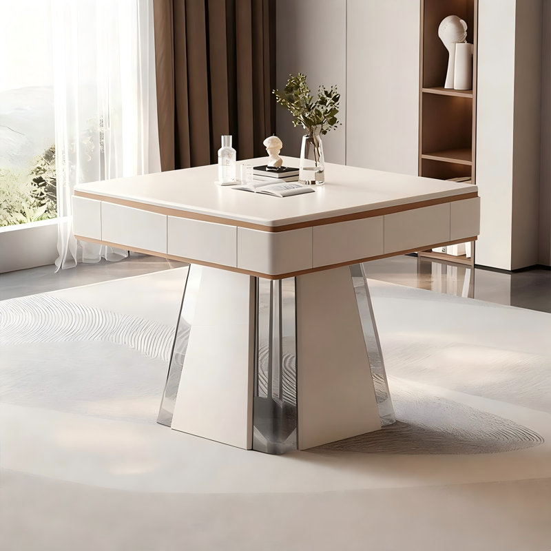 Modern Minimalist Solid Wood Multifunctional Dining & Mahjong Table for Chinese Rules