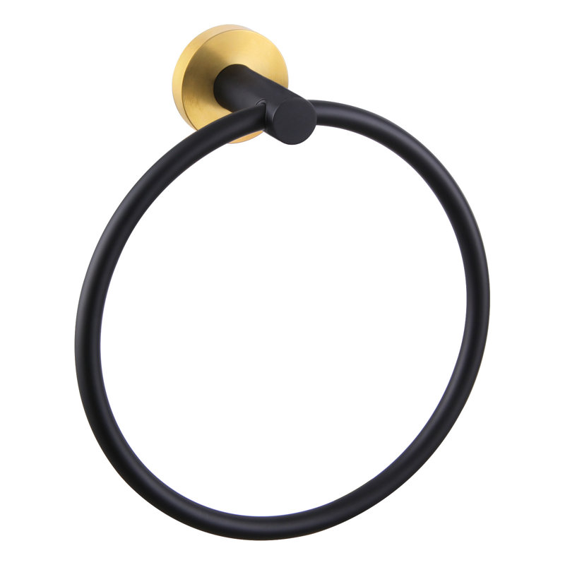 Wall Mounted Stainless Steel Bathroom Towel Ring, Black/Gold