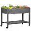Lit de jardin surélevé Outsunny, 47 po x 22 po x 33 po, jardinière en bois surélevée avec roues verrouillables, tablette de rangement et doublure de lit pour la cour, le patio
