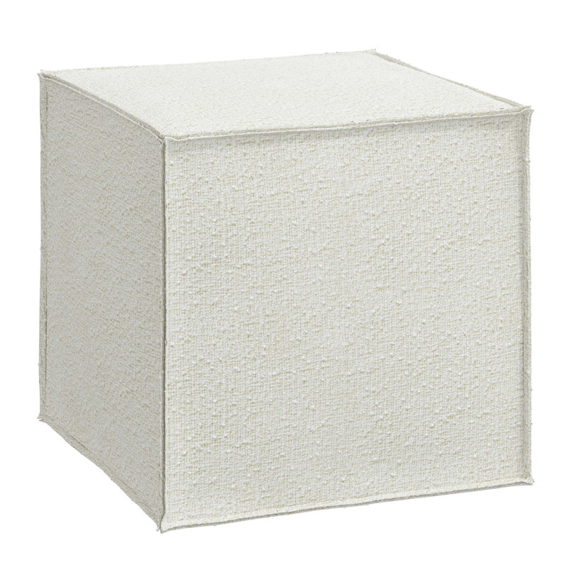 Cohle 19'' Wide Square Cube Ottoman, Classic Snow Boucle